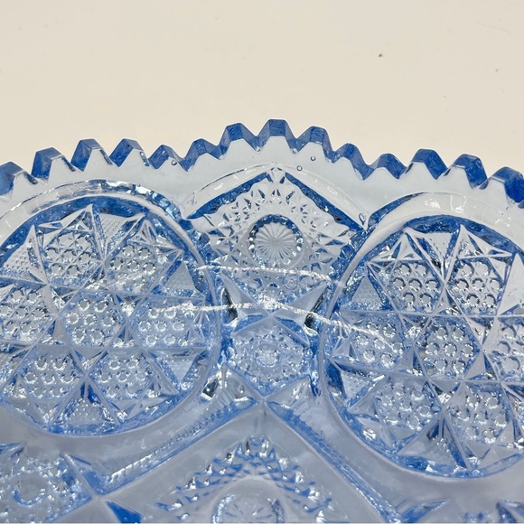 Vintage Ice Blue Pressed Glass Bowl Sawtooth Edge 6" Dia 2" Deep Unknown Maker - Picture 5 of 7
